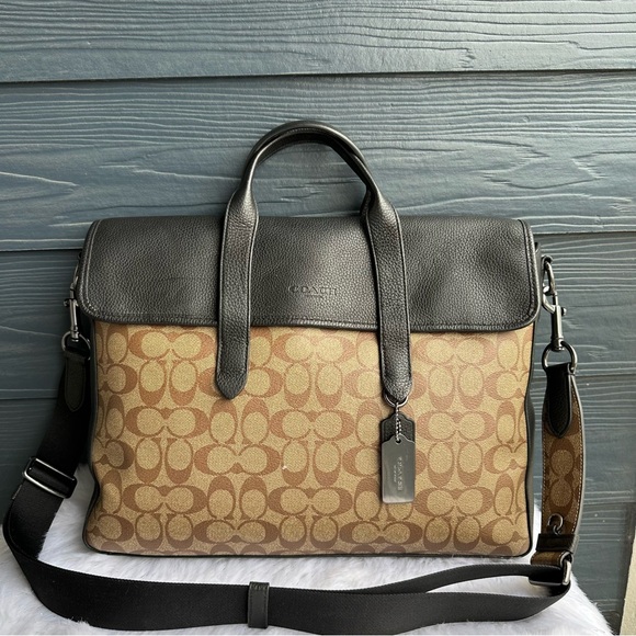 Coach Other - Coach Hamilton Portfolio Brief in Signature Canvas QBTN2 Brown Black